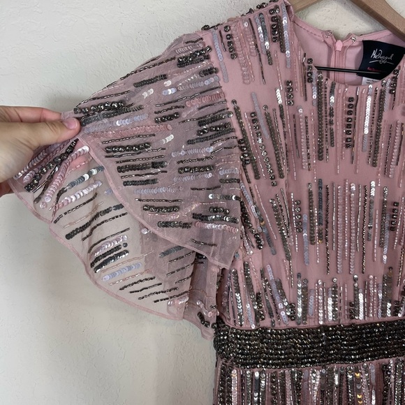 Mac Duggal Gown 93582 Embellished Sequin Belted Evening Dress Vintage Rose Sz 6 - Picture 7 of 12